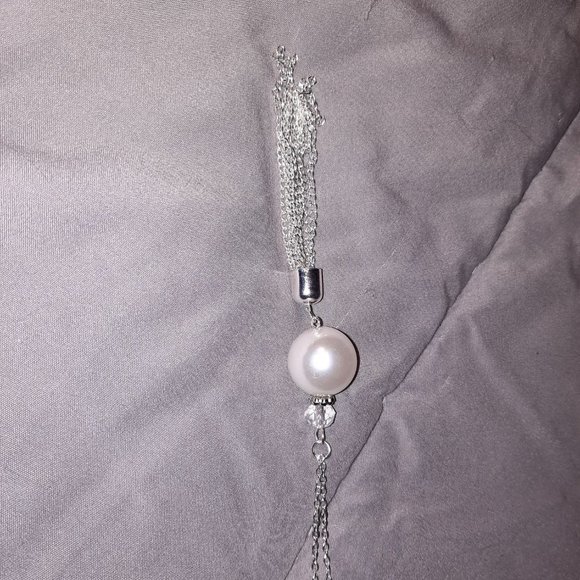 3 Silver Tone Long Statement Pendant Necklaces - Picture 10 of 12